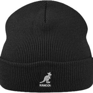 Kangol Black Knitted Ribbed Cuff Pull-On Skull Cap Y2K Retro 90's Beanie